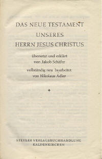 Das Neue Testament - Jacob Schäfer - Titelblatt